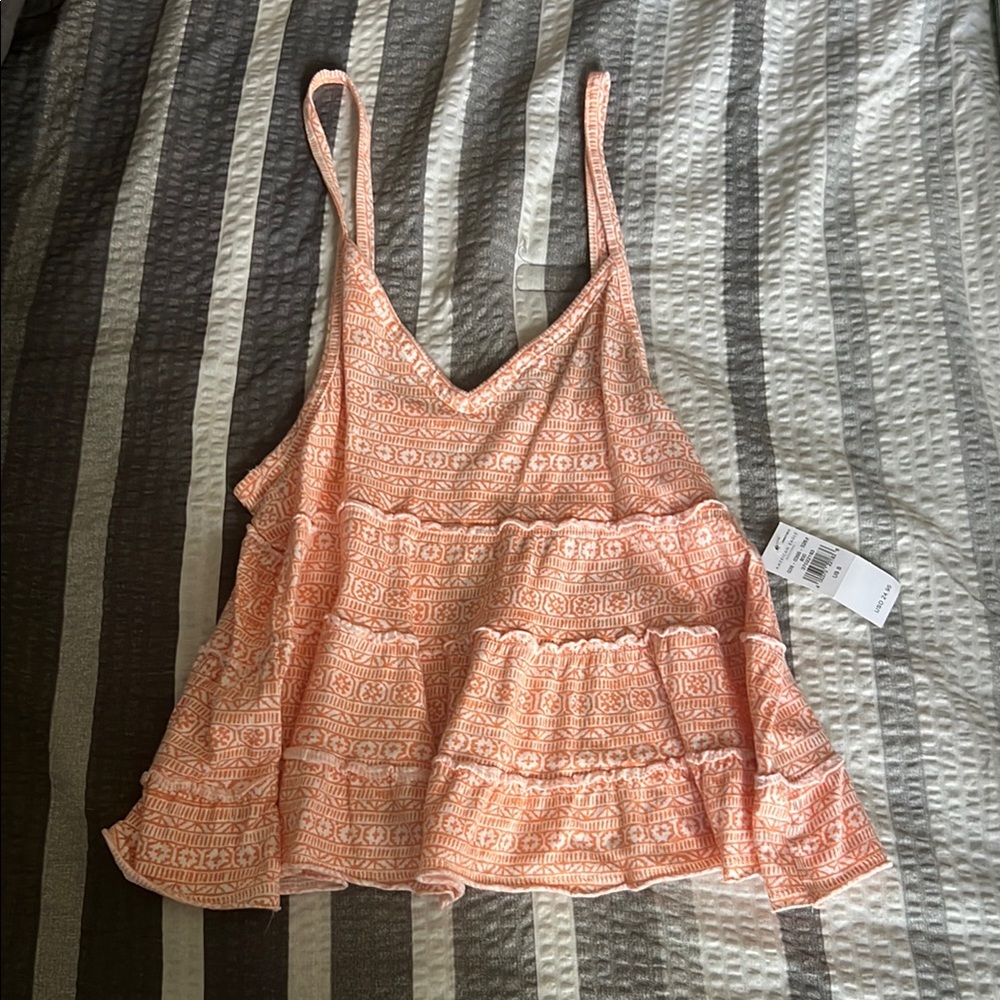 American Eagle Outfitters Salmon Sleeveless Tiered Camisole